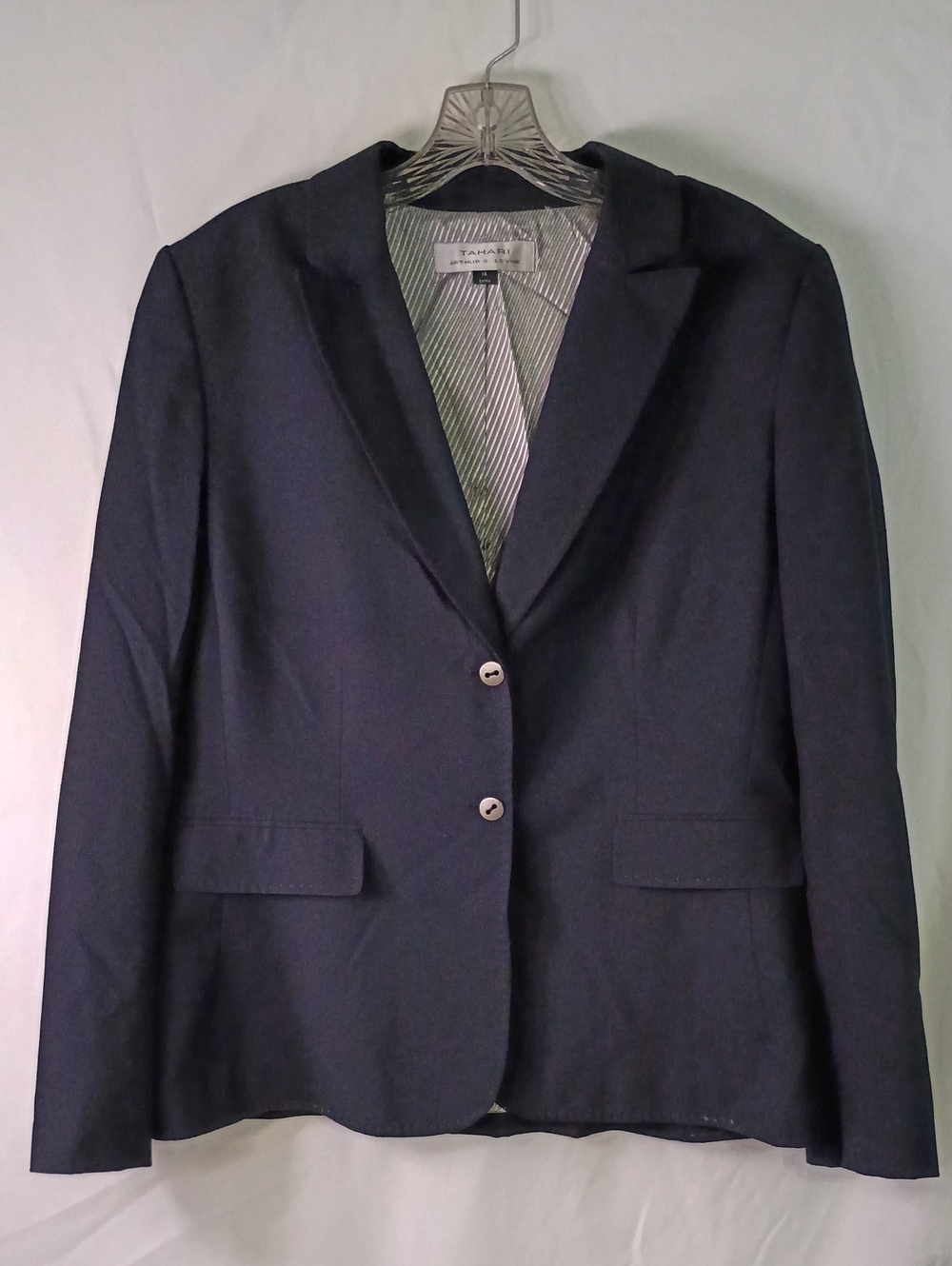 Tahari ASL Dark Navy Single-Breasted Blazer